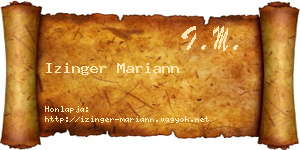 Izinger Mariann névjegykártya